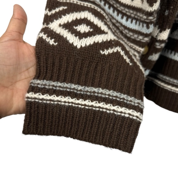 Sundance Fair Isle Mock Neck Wool Blend Sweater Brown Cream Blue Size XXL - Picture 4 of 8